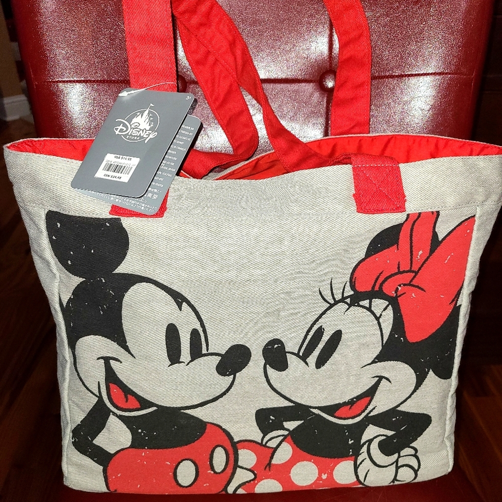 Authentic Disney Mickey and Minnie canvas tote